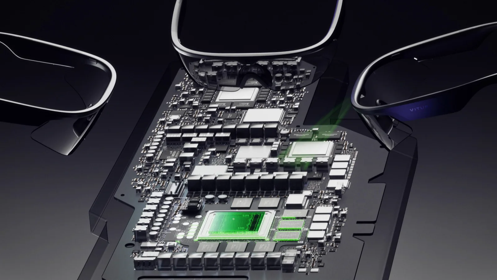 The on-site machine’s board, its AI chip lit
