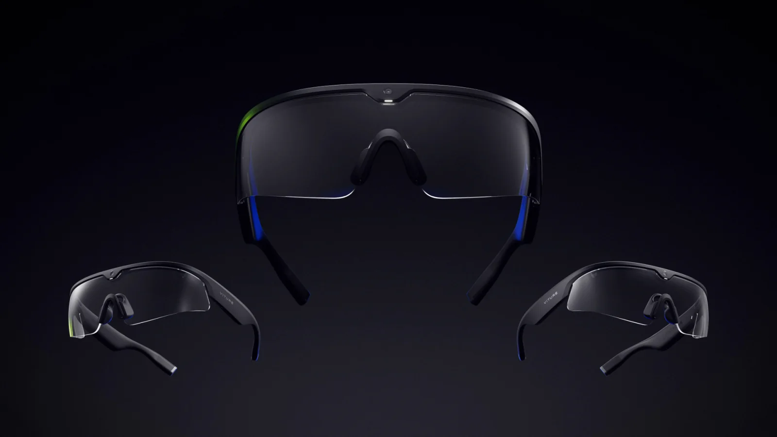 PIN safety glasses, three pairs on black